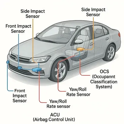 ساختار و اجزا سنسور های کیسه هوا